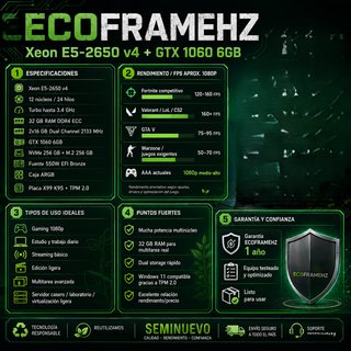 PC Gaming GTX 1060 6GB, 32GB, 12 Cores, Garantía