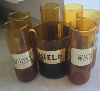 Set de vasos antiguos de whisky ámbar