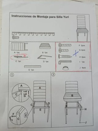Pack 6 Sillas Comedor Tapizadas Metal