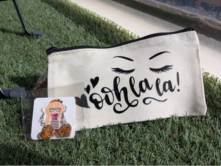 Bolso de tela y neceser con dibujo