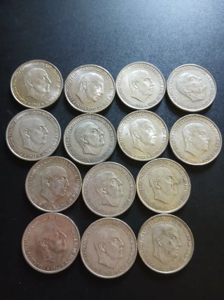 Lote 14 monedas plata españolas..