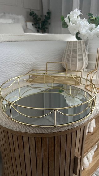 Conjunto Decoración Metálico Dorado y Transparente