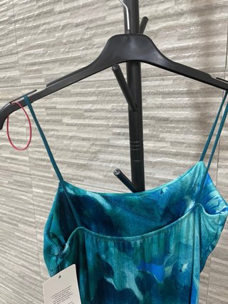 Vestido largo estampado azul y verde