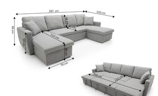 Sofá Cama Gris con 2 Arcones