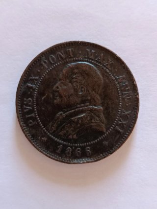Moneta 1866 Pio IX Pont Max Ann XI