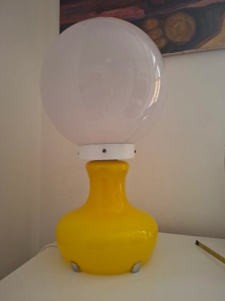 Lampada vintage vetro giallo e bianco