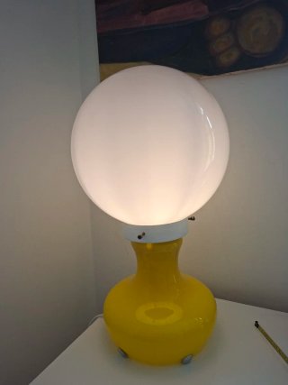Lampada vintage vetro giallo e bianco
