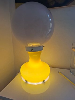 Lampada vintage vetro giallo e bianco