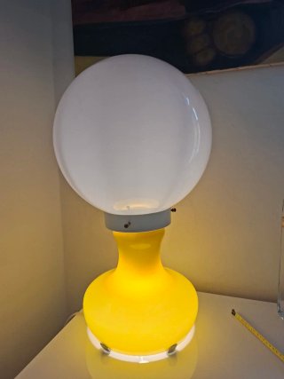 Lampada vintage vetro giallo e bianco