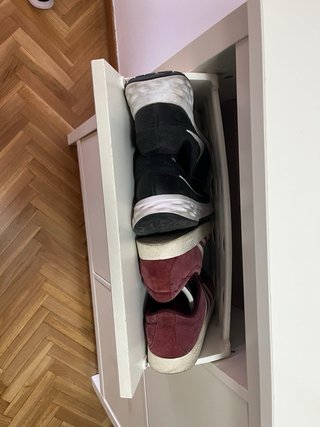 Zapatero Ikea Hemnes Blanco Madera Cristal