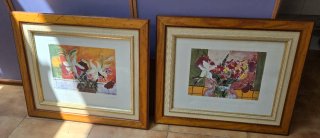 2 Quadri Fiori Cornice Legno
