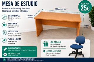 Mesa estudio/oficina grande 160cm