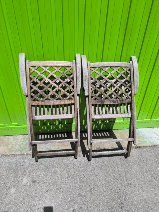 2 Sillas Madera Jardín Plegables