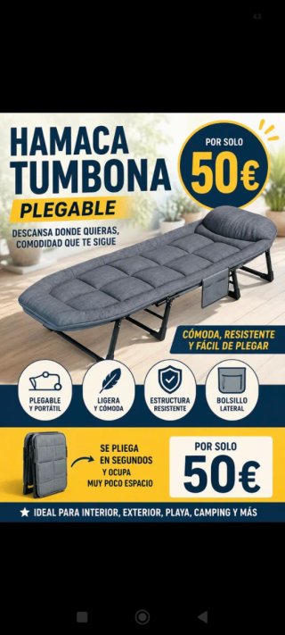 Tumbona,cama portátil ,Hamaca Plegable Gris