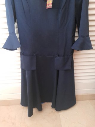 Vestido azul estilo pin up retro