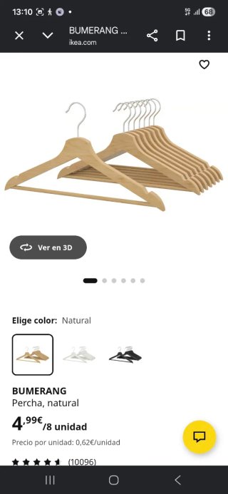 Perchas de madera Ikea (pack 20 unidades)