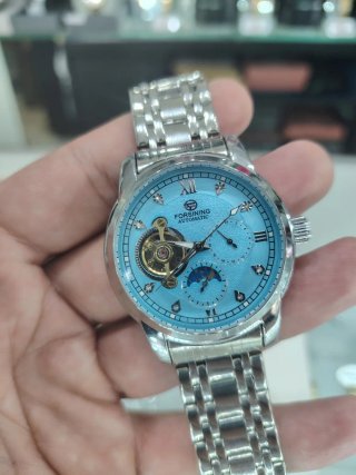 Reloj Forsining Automático Azul Plateado
