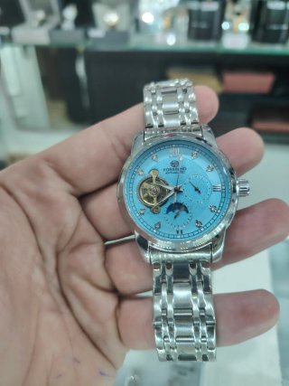 Reloj Forsining Automático Azul Plateado
