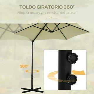 Sombrilla Terraza LED Solar Giratoria Beige