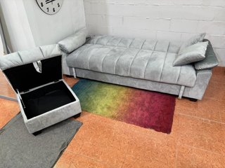 Sofá Cama Gris con Arcón y Puff 210cm