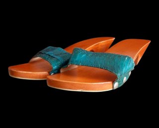 Zuecos Madera Serpiente Turquesa Talla 37