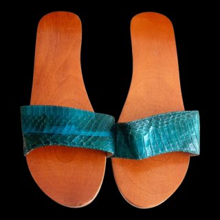 Zuecos Madera Serpiente Turquesa Talla 37