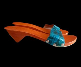 Zuecos Madera Serpiente Turquesa Talla 37