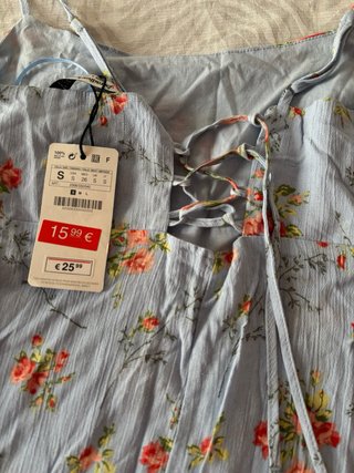 Vestido largo floral azul Stradivarius