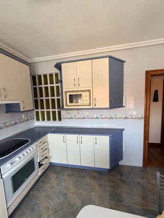 Muebles de cocina beige y azul En melamina