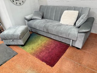 Sofá Cama Gris con Arcón y Puff 210cm