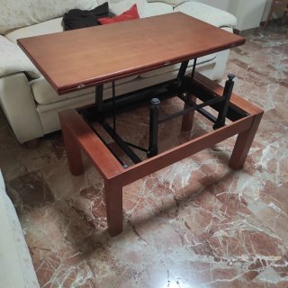 Mesa de centro de madera extensible y abatible con