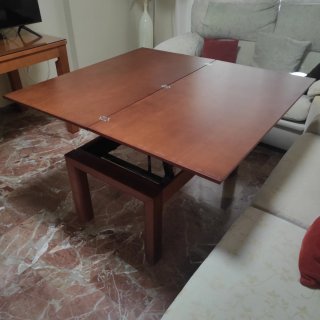 Mesa de centro de madera extensible y abatible con