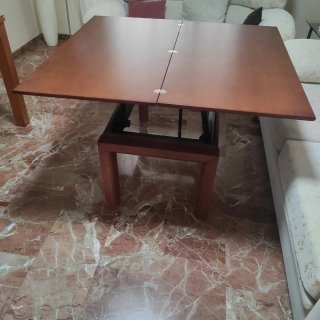 Mesa de centro de madera extensible y abatible con