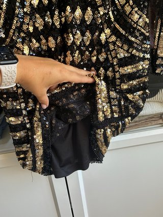 Vestido fiesta lentejuelas negro y dorado Talla M