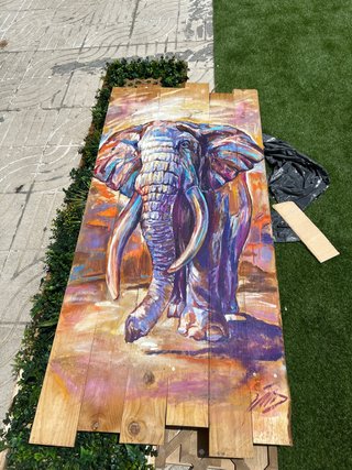 Cuadro de elefante en madera