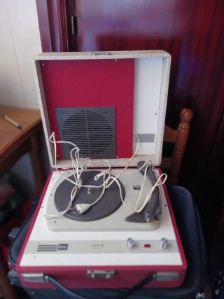 Giradischi portatile anni '60 beige/rosso