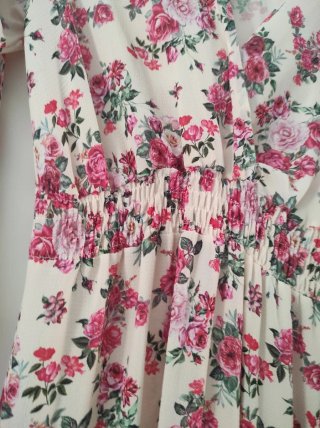 Vestido largo floral manga larga