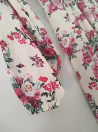 Vestido largo floral manga larga