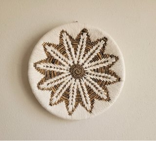 Plato Decorativo Pared Ratán y Tela de 40cm