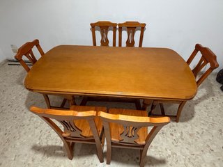 Mesa comedor extensible y 6 sillas madera