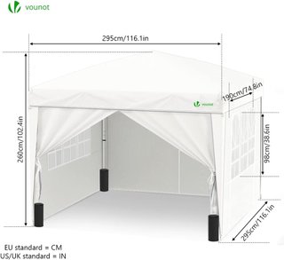 VOUNOT® Tenda Pieghevole Gazebo 3x3m con 4 Pareti