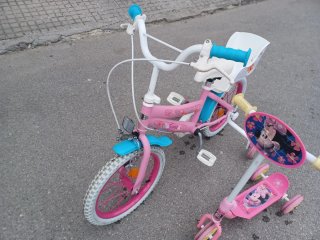 Bicicleta niña rosa + patinete
