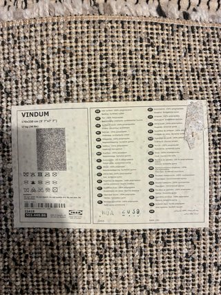 Alfombra Ikea Vindum 170x230cm Gris/Blanco