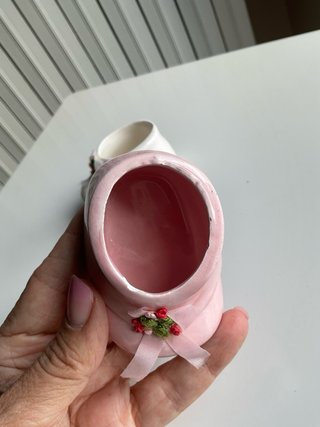 Scarpette ceramica vintage bianche e rosa