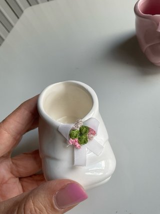 Scarpette ceramica vintage bianche e rosa