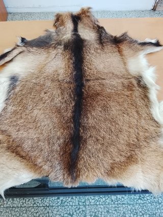 Tappeto pelle di capra beige e marrone