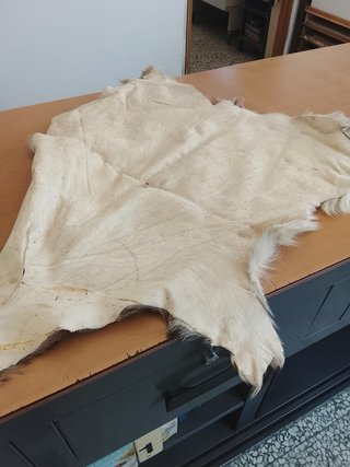 Tappeto pelle di capra beige e marrone