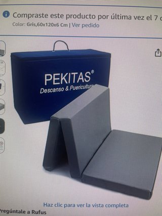 Colchón cuna viaje Pekitas Gris 60x120x6