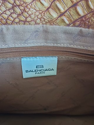Borsa Balenciaga in pelle di coccodrillo marrone