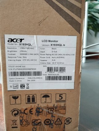 Monitor LCD Acer 18,5 Nero